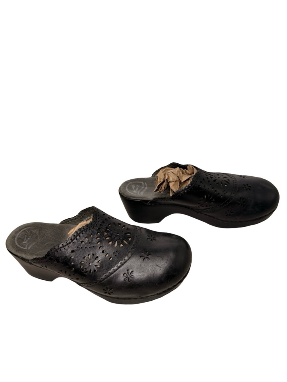 Dansko Black Leather Clogs Comfort Slip On Boho Y2K - Picture 3 of 10